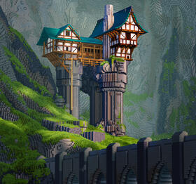 Cave Tavern was created with PainterGigi and SwordSelf_MC, then edited in krita and color adjusted in Adobe Lightroom.